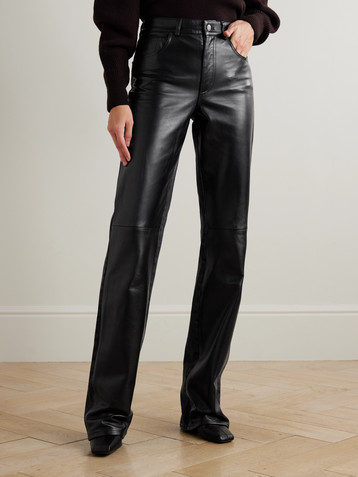 Haikure Star leather-paneled high-rise straight-leg jeans