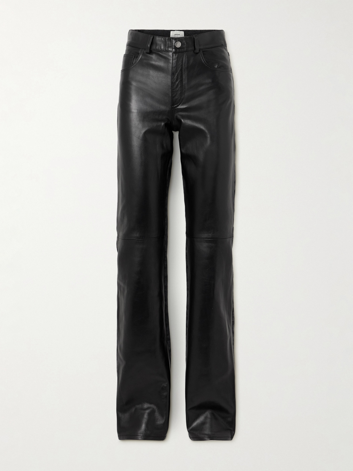 Haikure Star Leather-paneled High-rise Straight-leg Jeans In Black