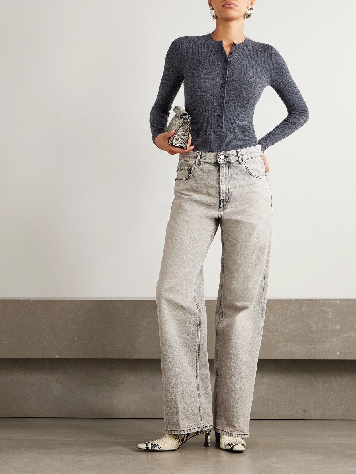 Haikure 5-pocket Trousers With Belt Loops And Contrast Stitching In Gray