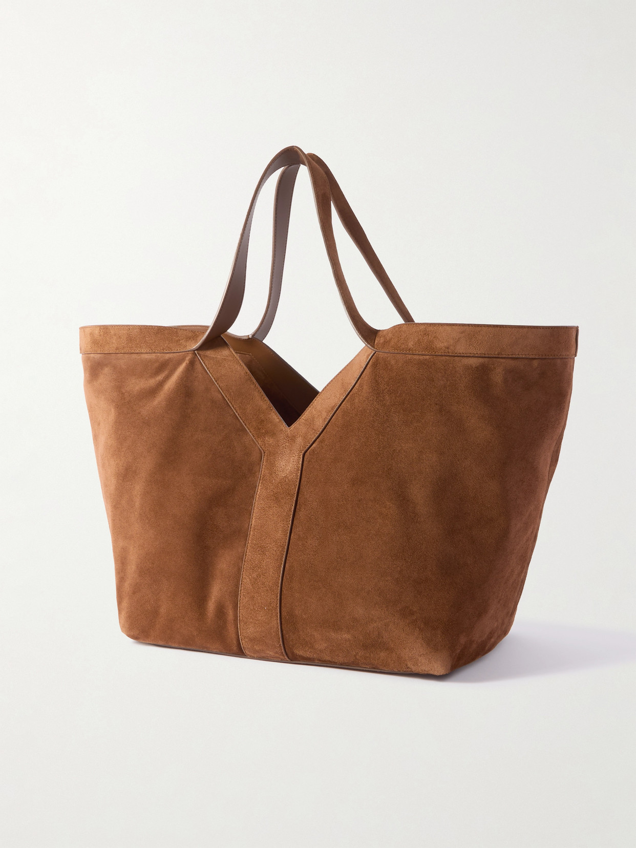 Saint Laurent Y Suede Tote In Brown