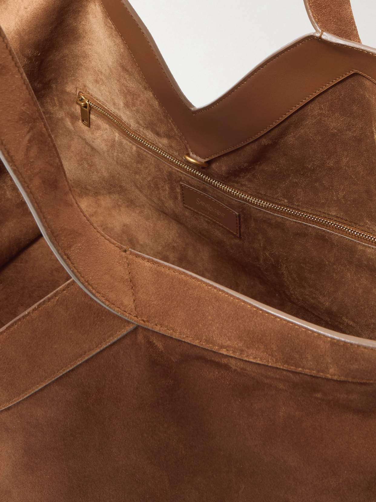 Saint Laurent Y Suede Tote In Brown