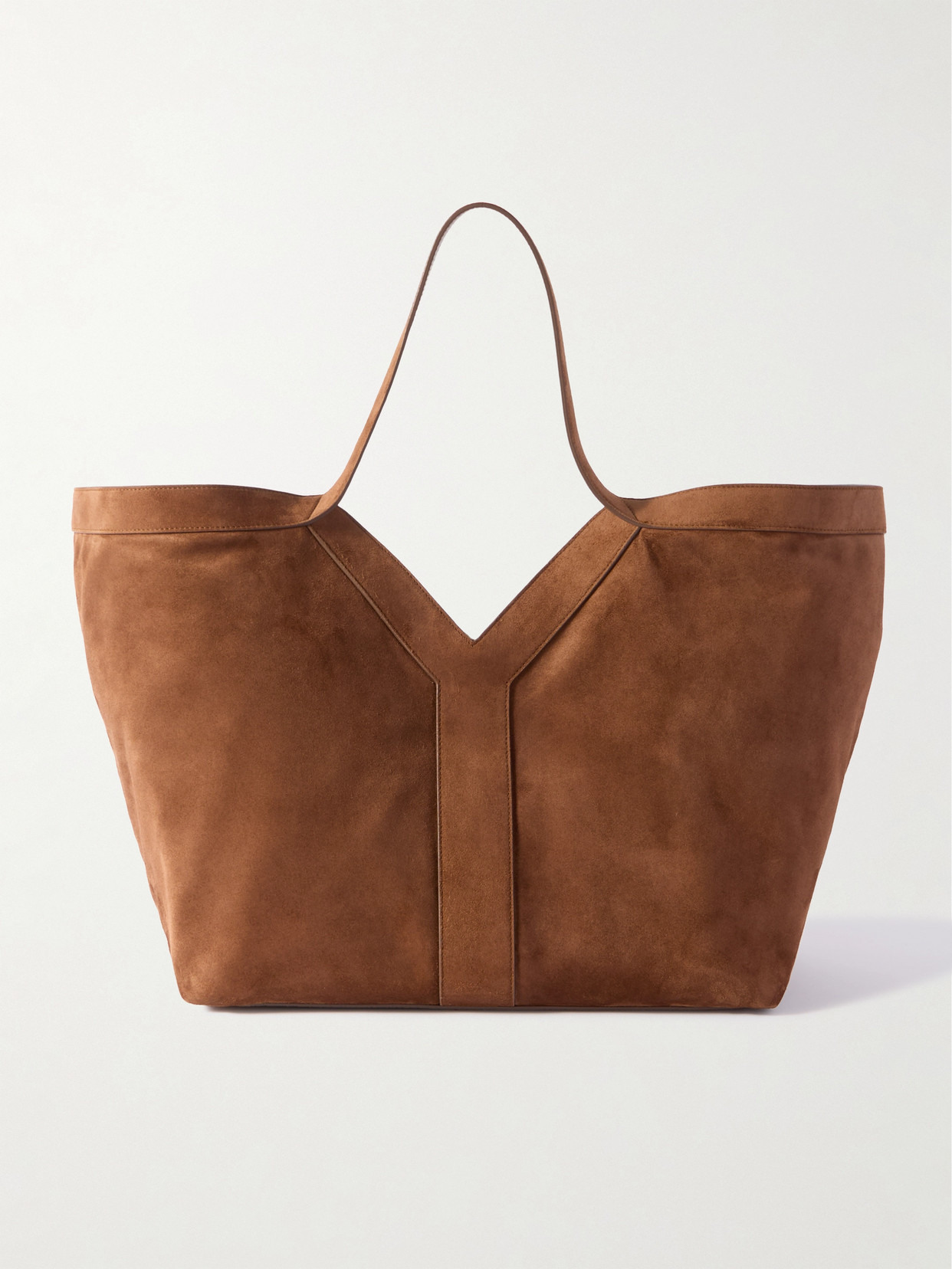 Saint Laurent Y Suede Tote In Brown
