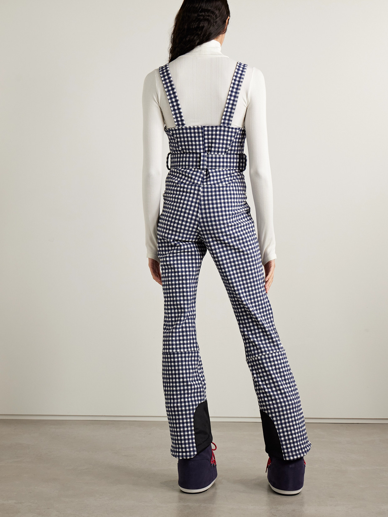 Cordova Womens Indigo Gingham Fernie Gingham-check Shell Ski Jumpsuit In Blue