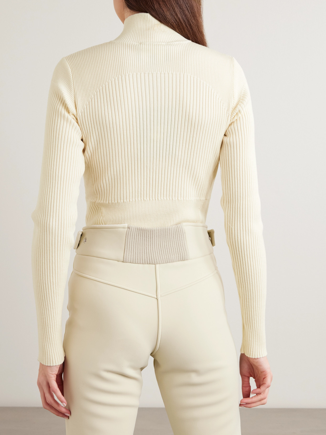 Cordova Butte Ribbed Merino-wool Turtleneck Bodysuit In Neutral