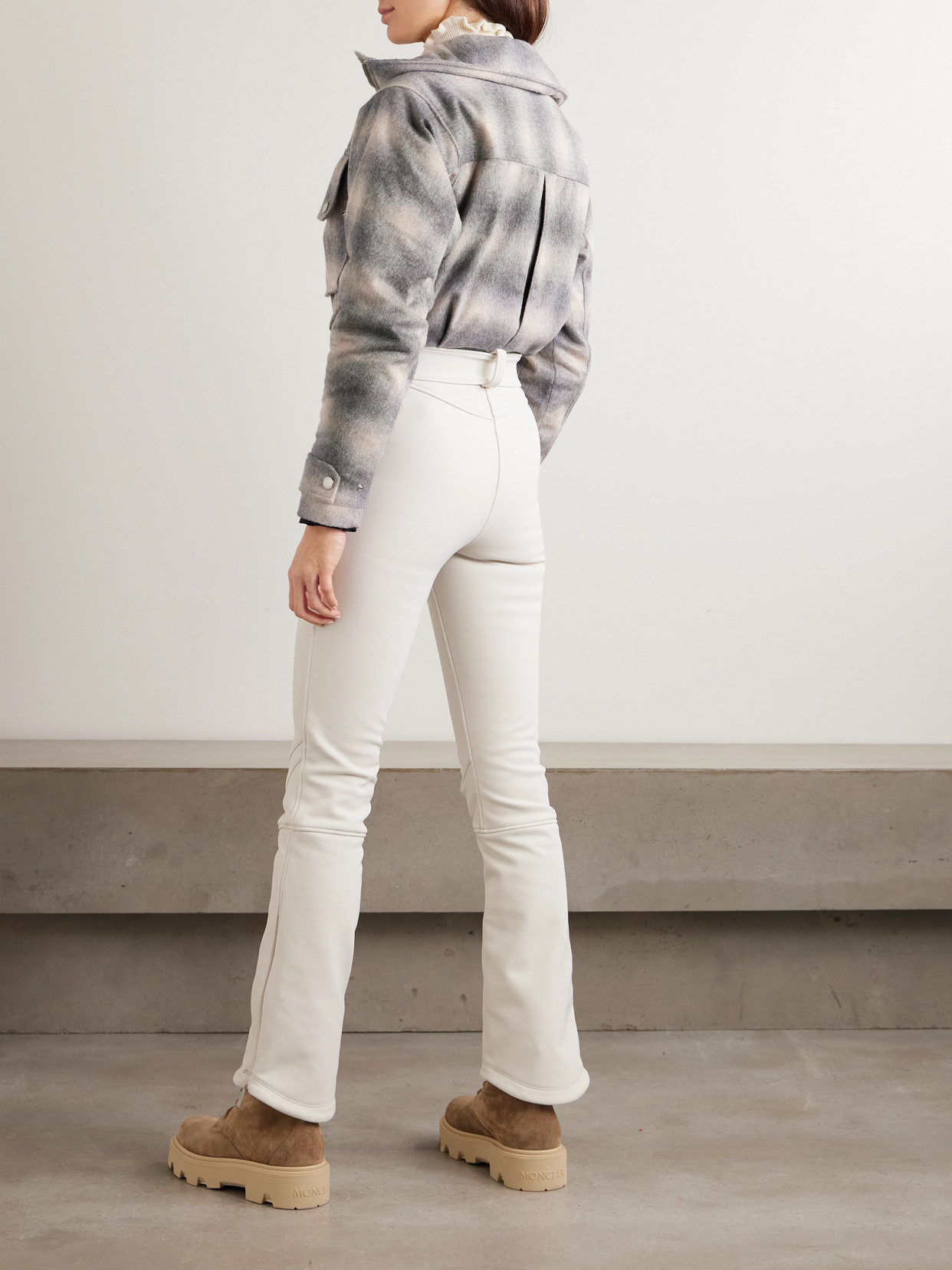 Cordova The Telluride Belted Checked Wool-blend And Stretch Ski Suit In Gray