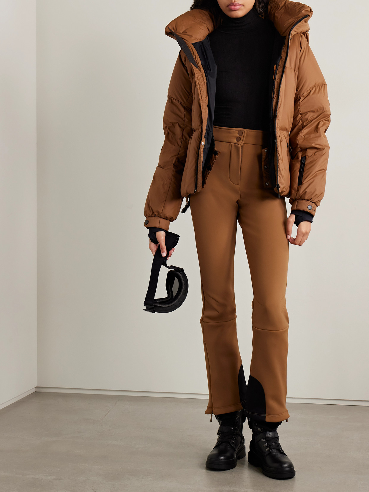 Cordova Saint Moritz Stretch Tech-jersey Flared Ski Pants In Brown