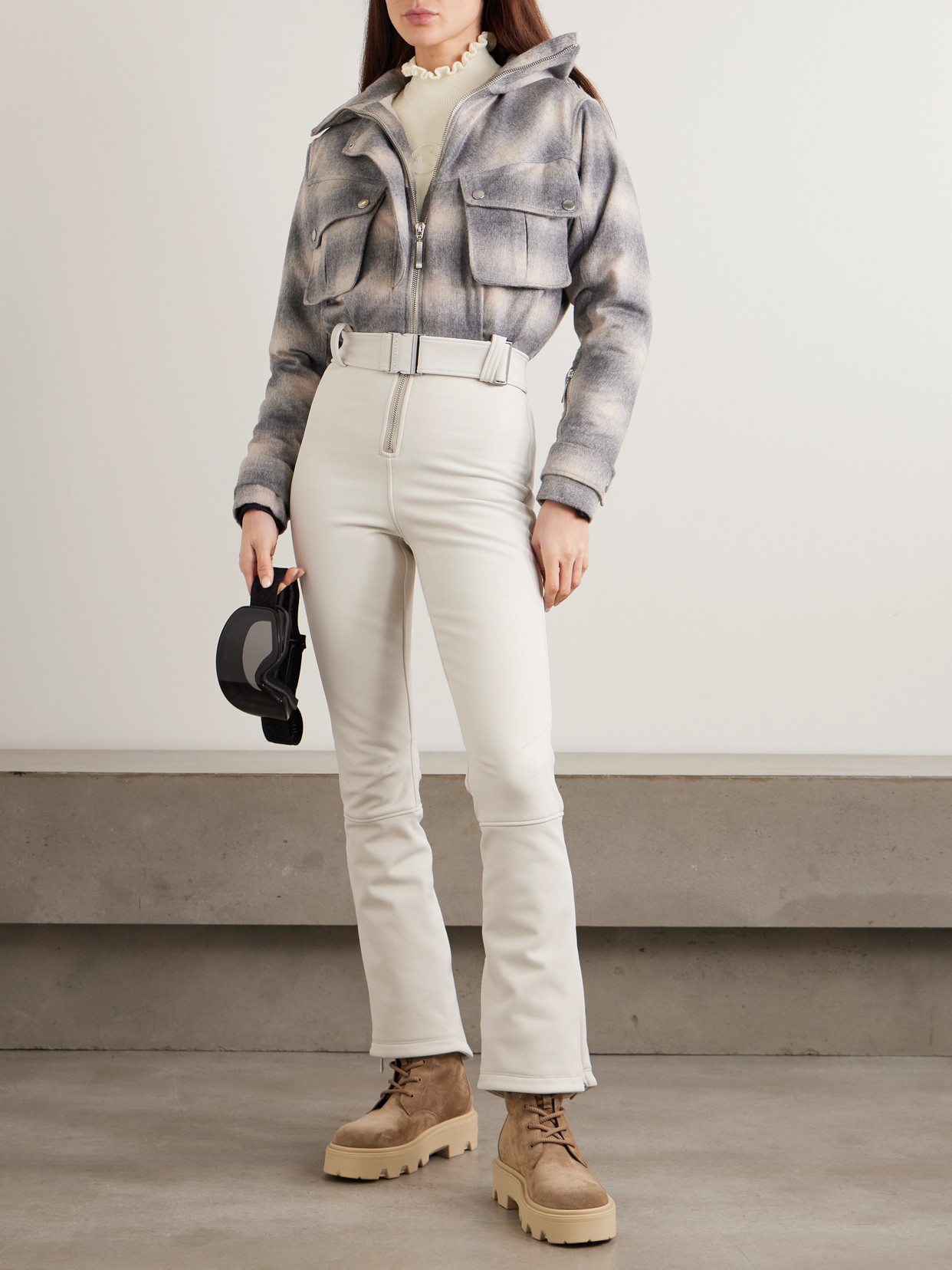 Cordova Kitz Ruffled Ribbed Merino Wool-blend Turtleneck Sweater In White