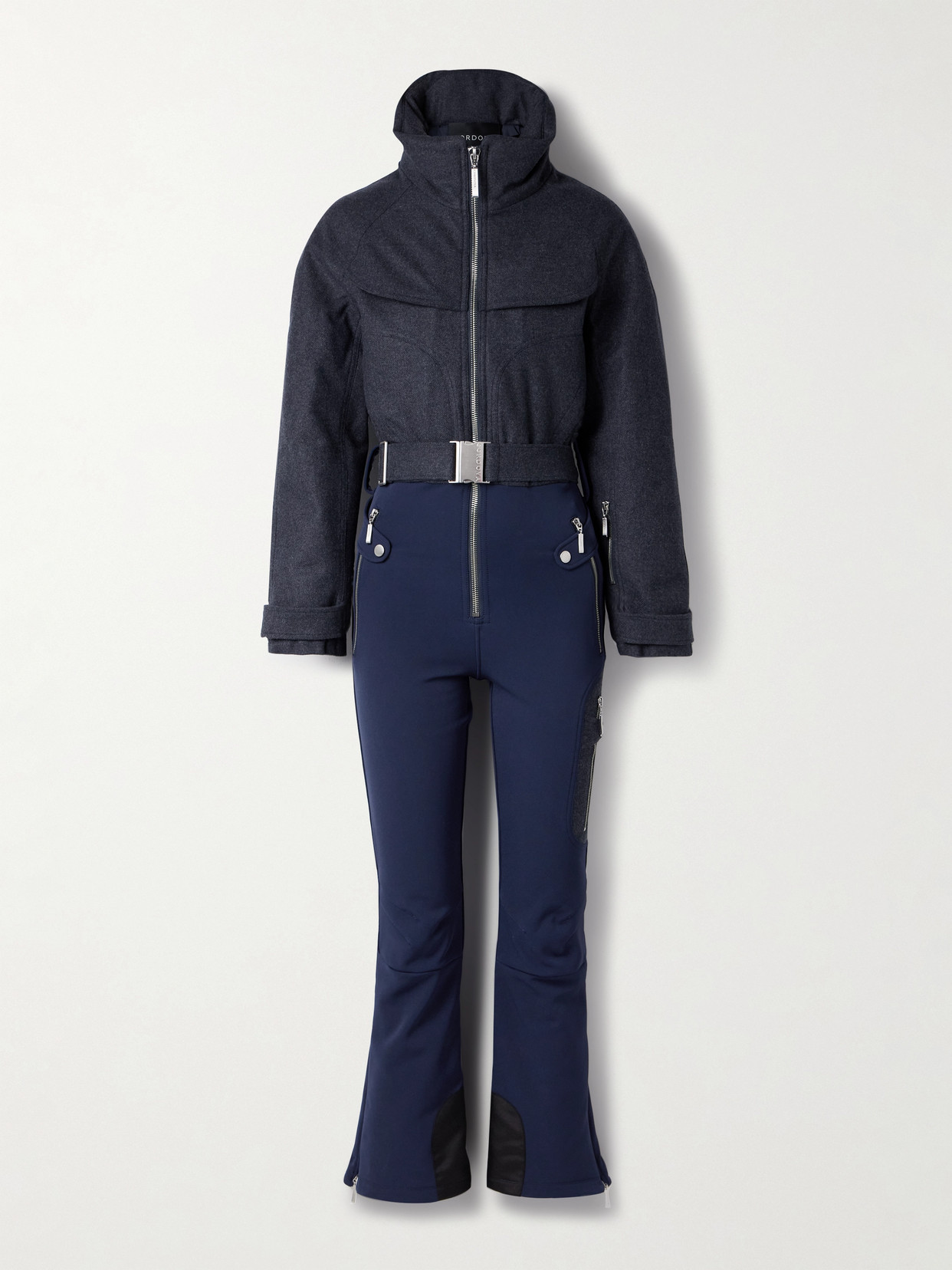 Cordova Eiger Belted Wool-blend And Twill Ski Suit In Blue