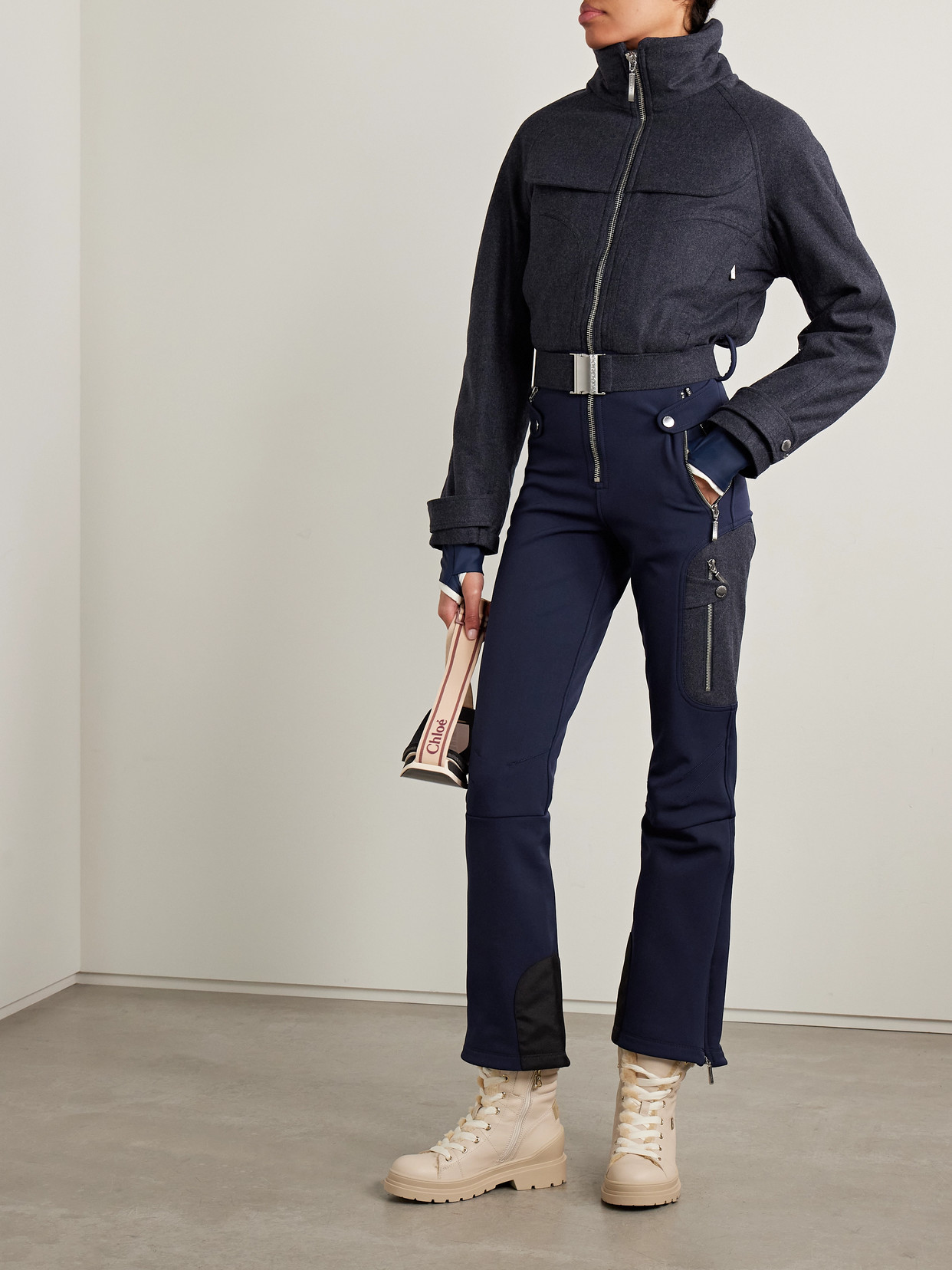 Cordova Eiger Belted Wool-blend And Twill Ski Suit In Blue