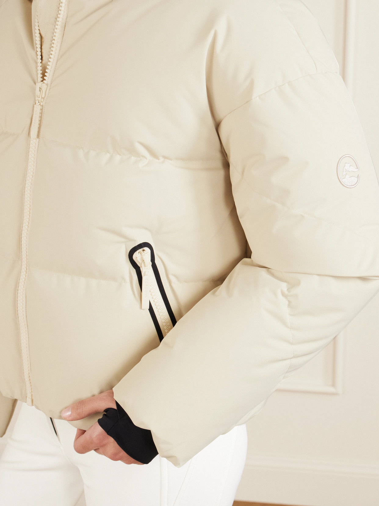 Cordova Meribel Hooded Quilted Recycled Down Ski Jacket In Neutral