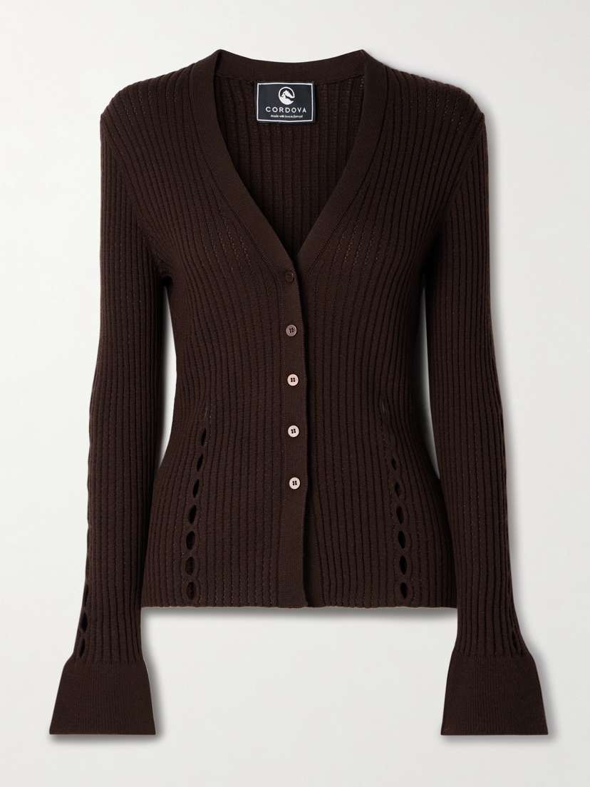 Cordova Savoie Ribbed Pointelle-knit Merino Wool Cardigan