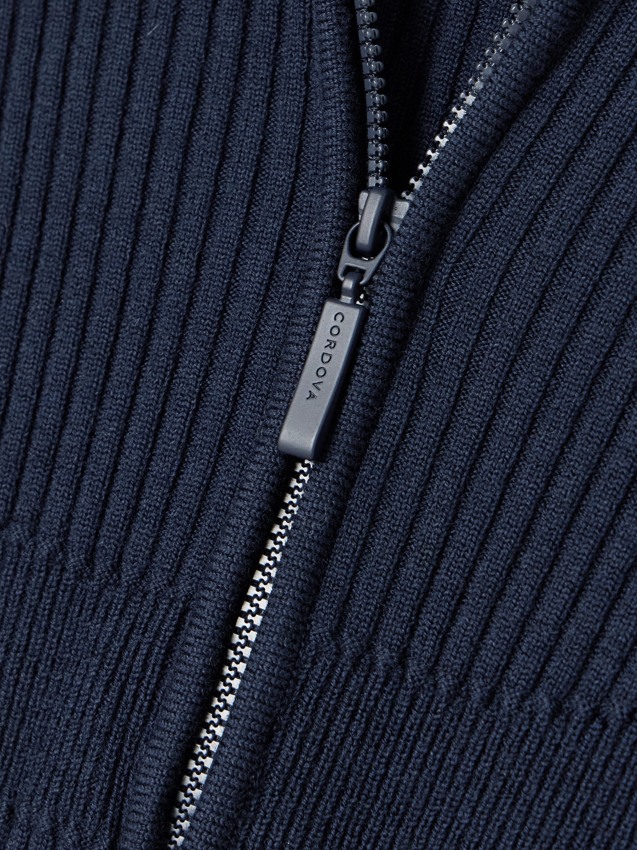 Cordova Butte Ribbed Merino-wool Turtleneck Bodysuit In Blue