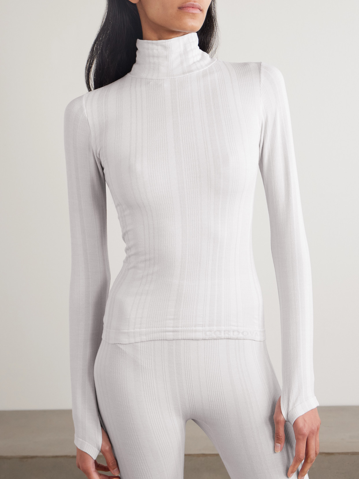 Sol Ribbed Stretch-Jersey Turtleneck Top
