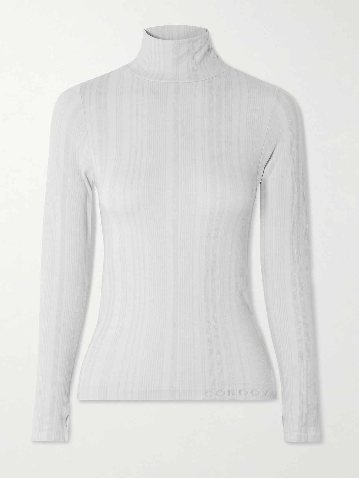 Cordova Sol Ribbed Stretch-jersey Turtleneck Top In Gray