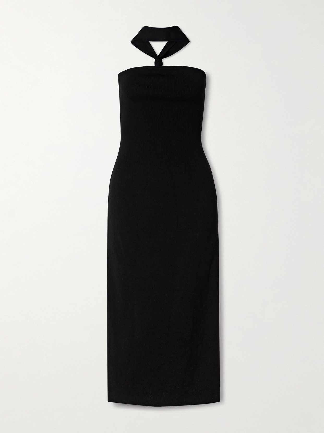 Cult Gaia Erika Stretch-knit Halterneck Midi Dress In Black