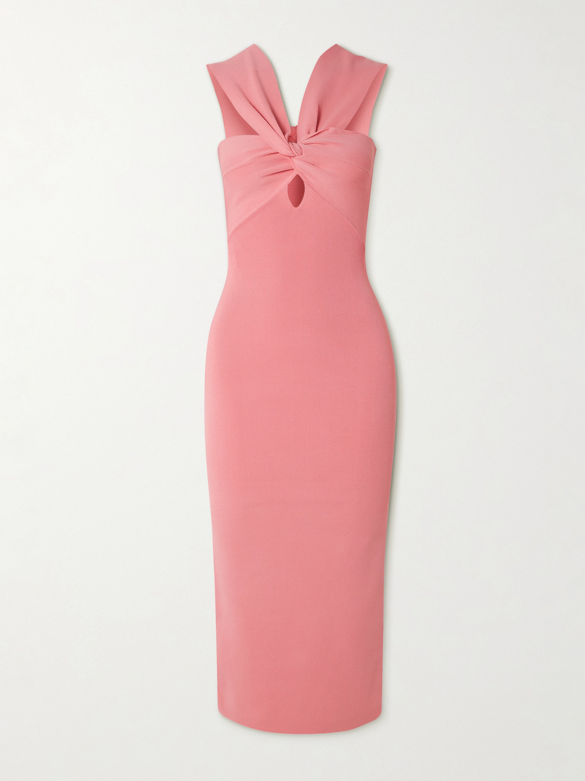 Cult Gaia Dawnette cutout knotted ribbed-knit midi dress