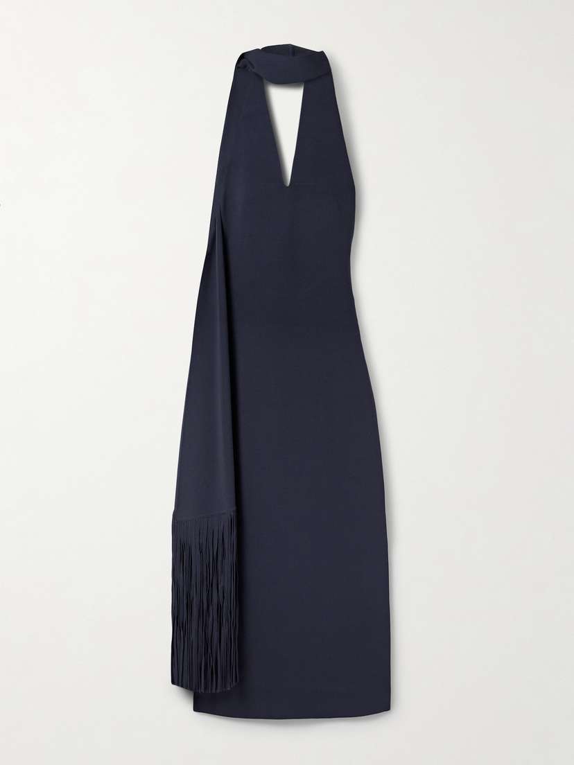 Cult Gaia Caia Draped Fringed Stretch-knit Midi Dress