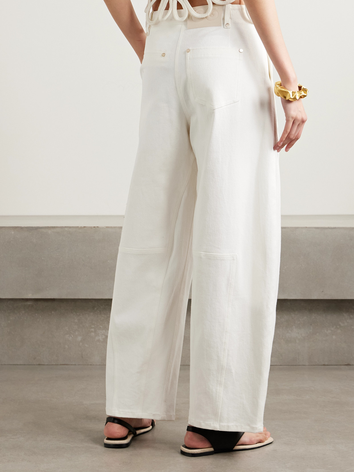 Cult Gaia Ewa Pleated Cotton-twill Barrel-leg Pants In White