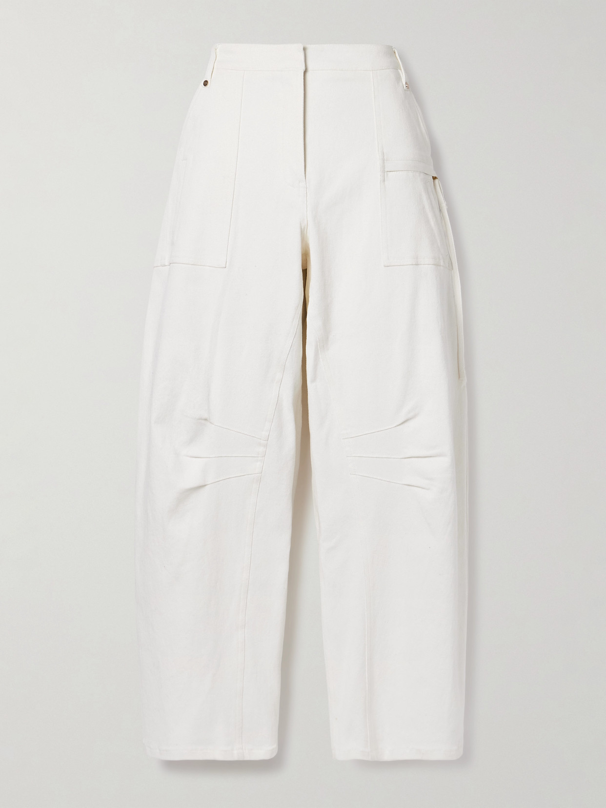 Cult Gaia Ewa Pleated Cotton-twill Barrel-leg Pants In White