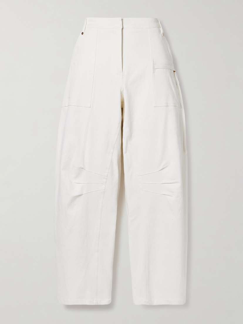 Cult Gaia Ewa Pleated Cotton-twill Barrel-leg Pants