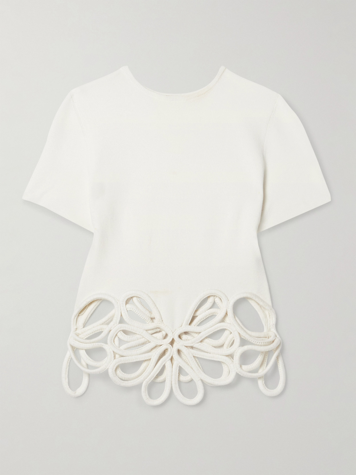 Cult Gaia Eres Cutout Appliquéd Knitted T-shirt In White