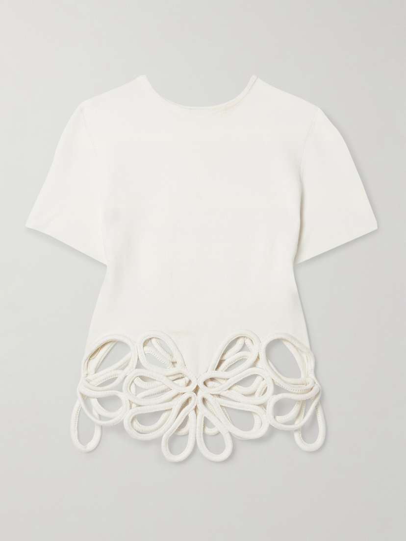 Cult Gaia Eres Cutout Appliquéd Knitted T-shirt