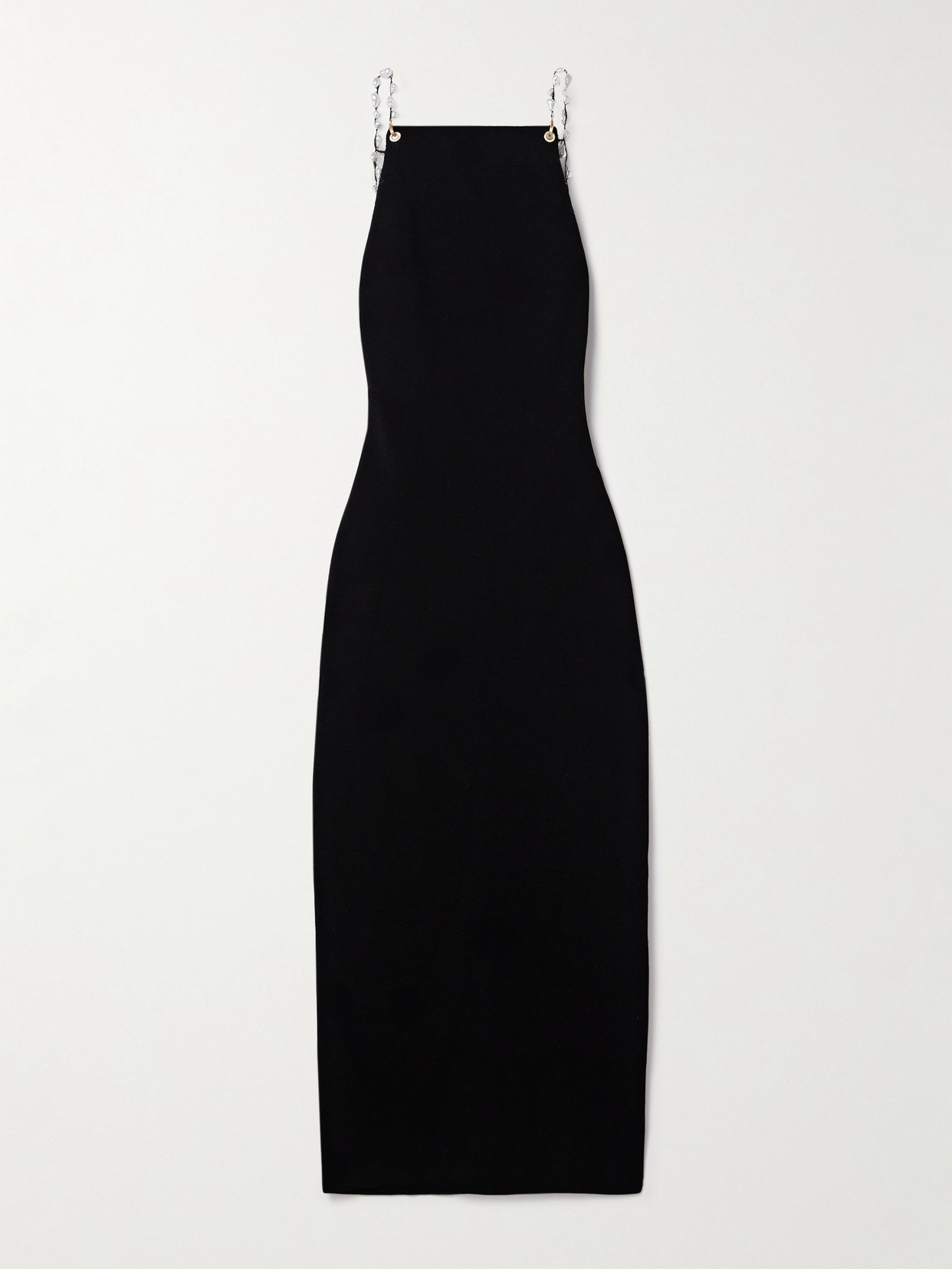 Cult Gaia Cassi Faux Pearl-embellished Knitted Midi Dress In Black