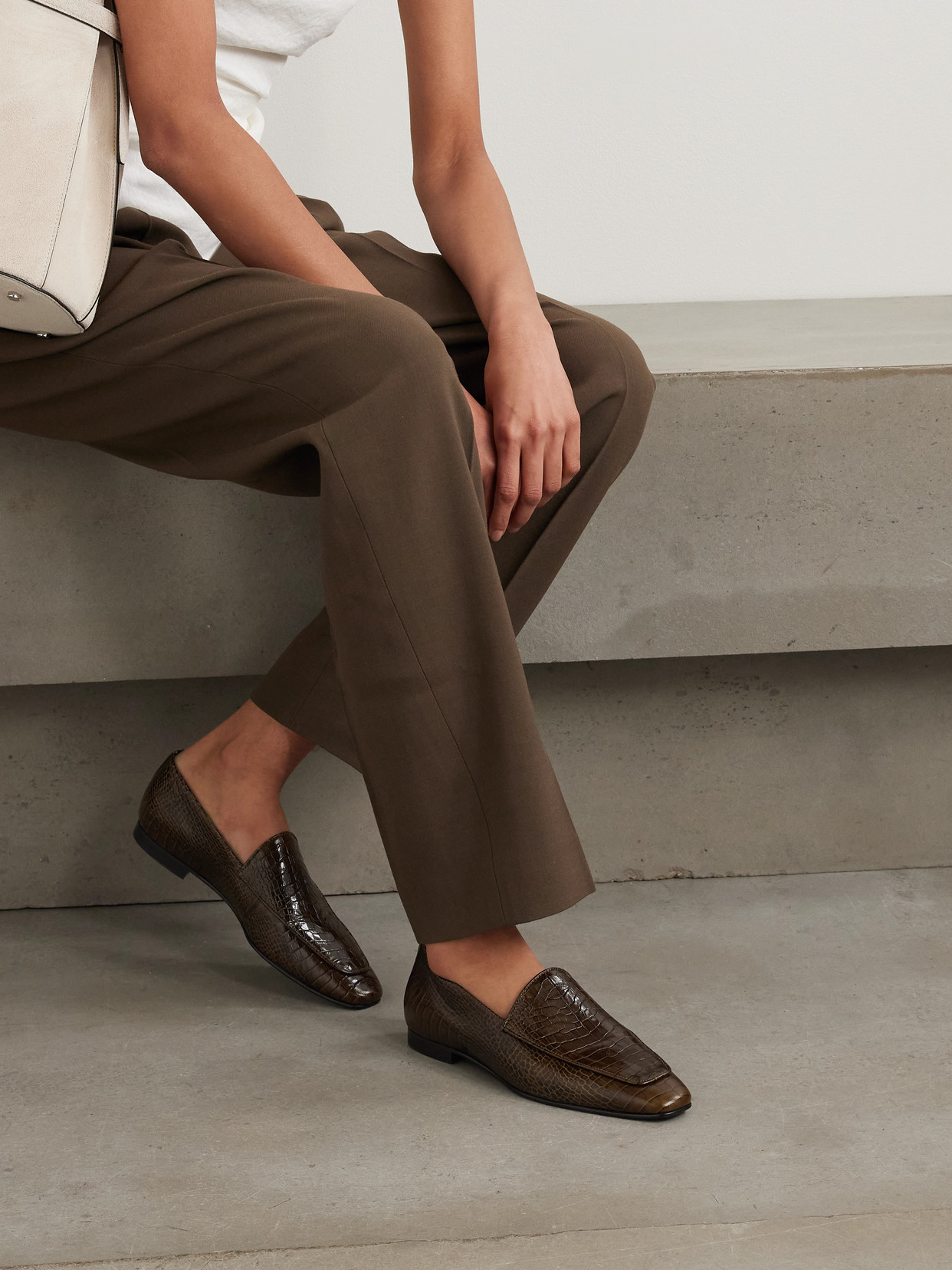Tove Cora Croc-effect Leather Loafers