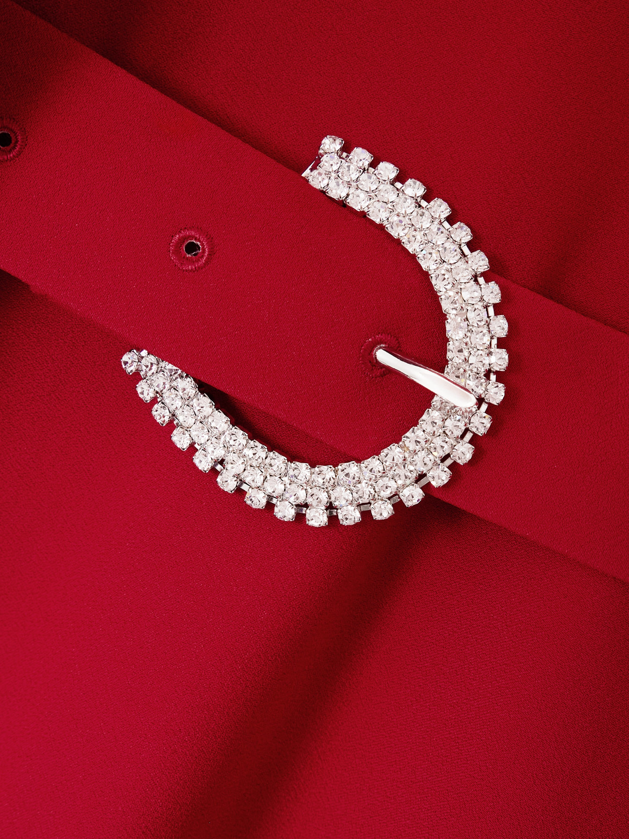 Taller Marmo La Luna Crytal-embellished Belted Cady Gown In Red