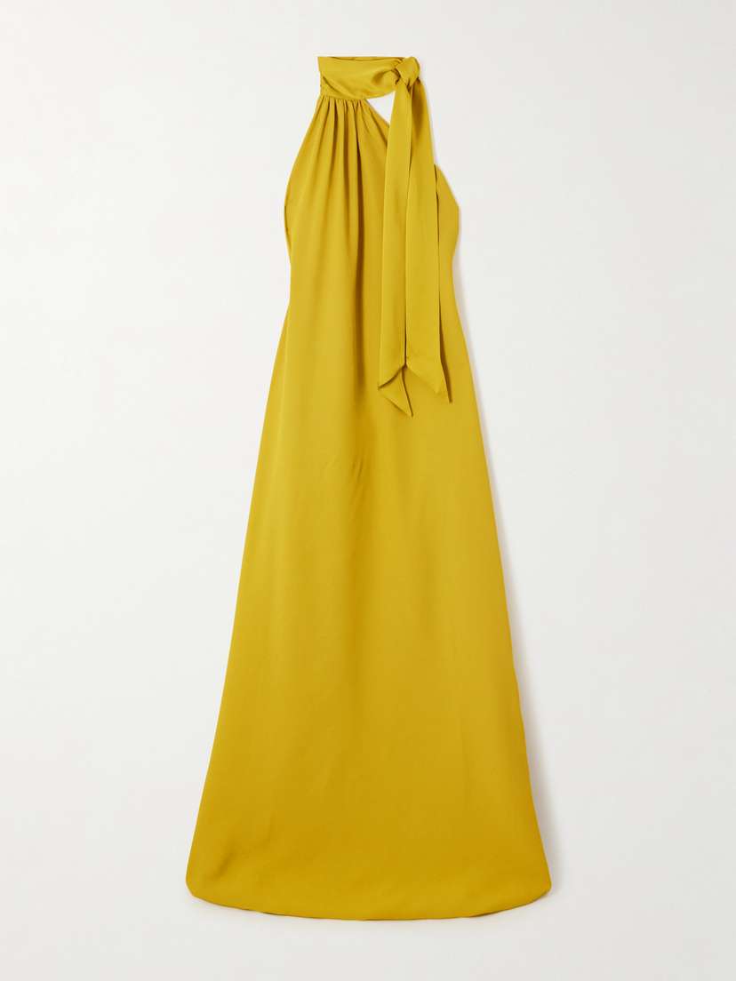 Taller Marmo One-shoulder Scarf-detailed Gathered Crepe-cady Gown