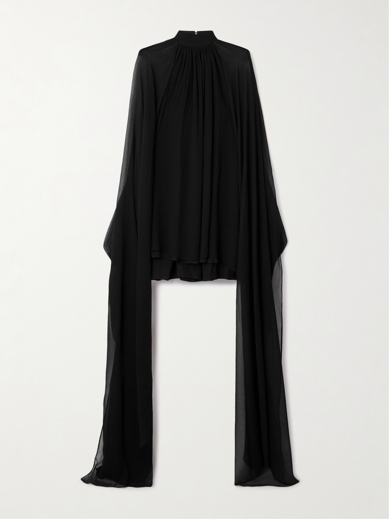 Taller Marmo Eterea Cape-effect Silk-crepon Halterneck Mini Dress In Black