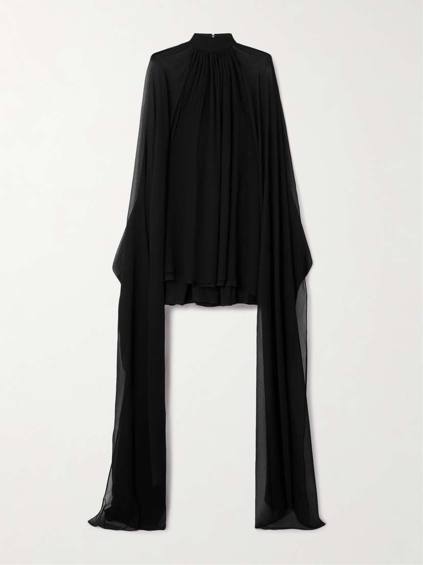 Taller Marmo Eterea Cape-effect Silk-crepon Halterneck Mini Dress