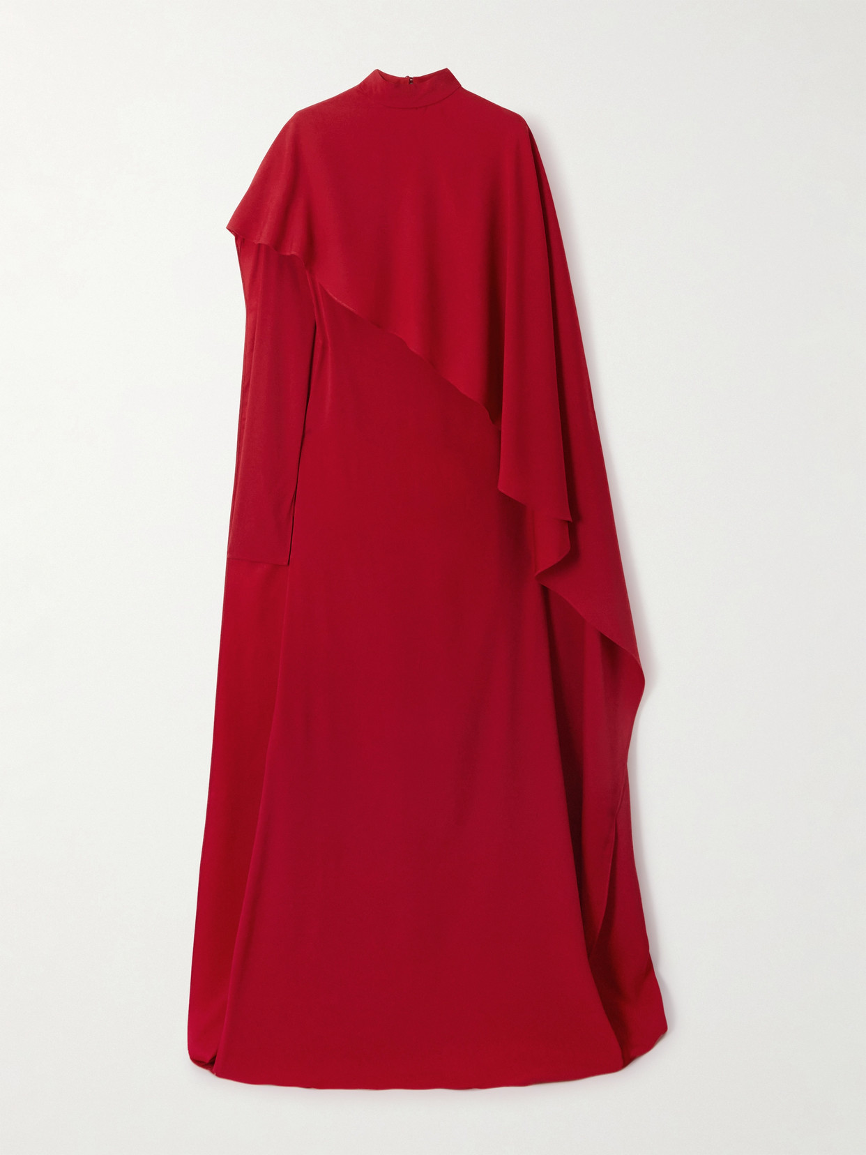 Taller Marmo Carrington Cape-effect Crepe Gown In Red