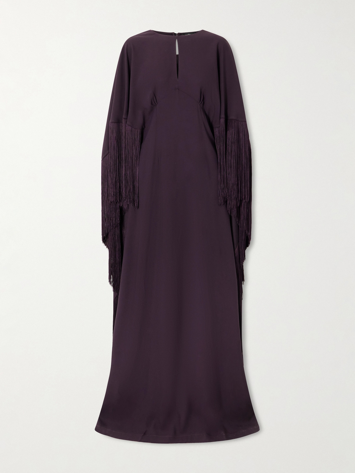 Taller Marmo 1974 Cutout Fringed Crepe Gown In Purple