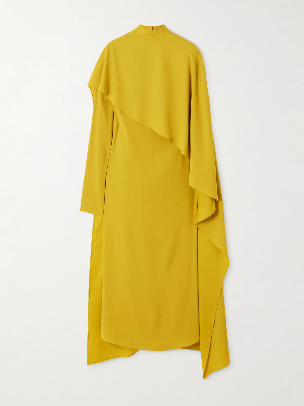 Taller Marmo Carrington Cape-effect Crepe Gown In Yellow