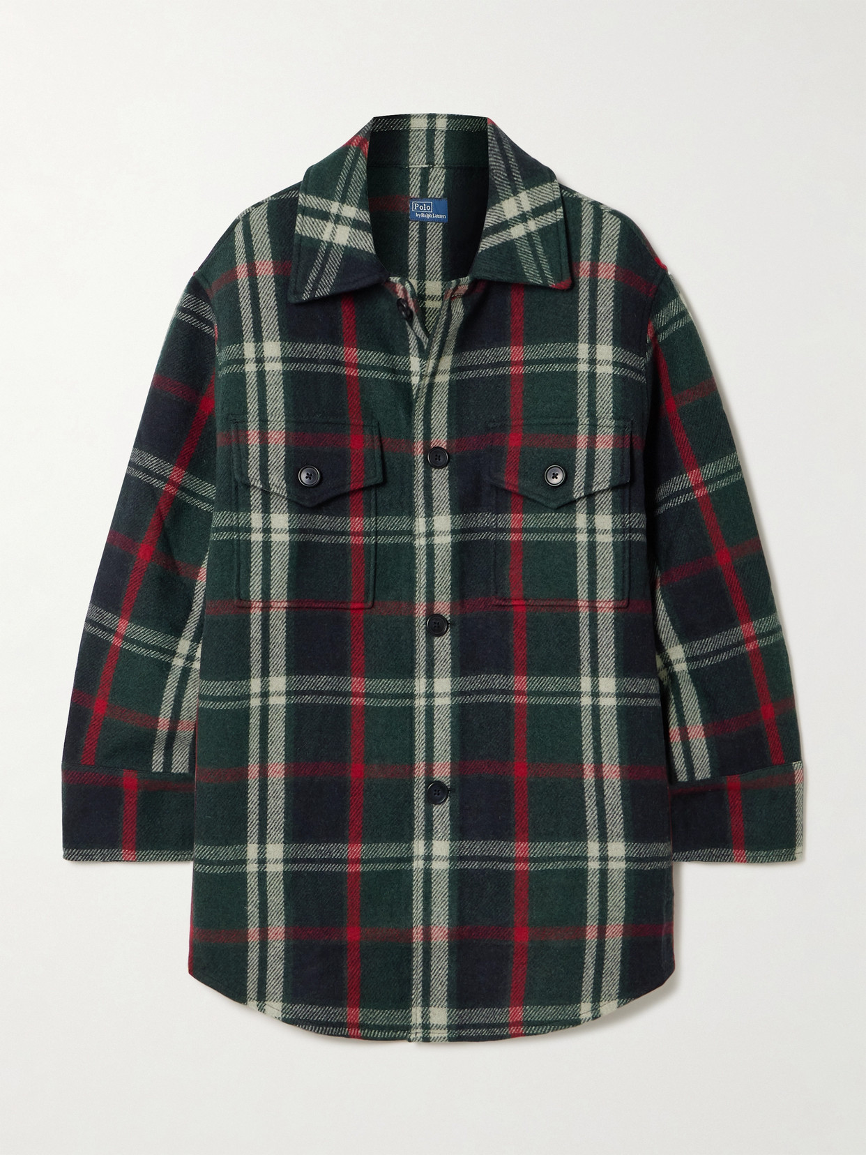 Polo Ralph Lauren Oversized Checked Wool-blend Shirt Jacket In Green
