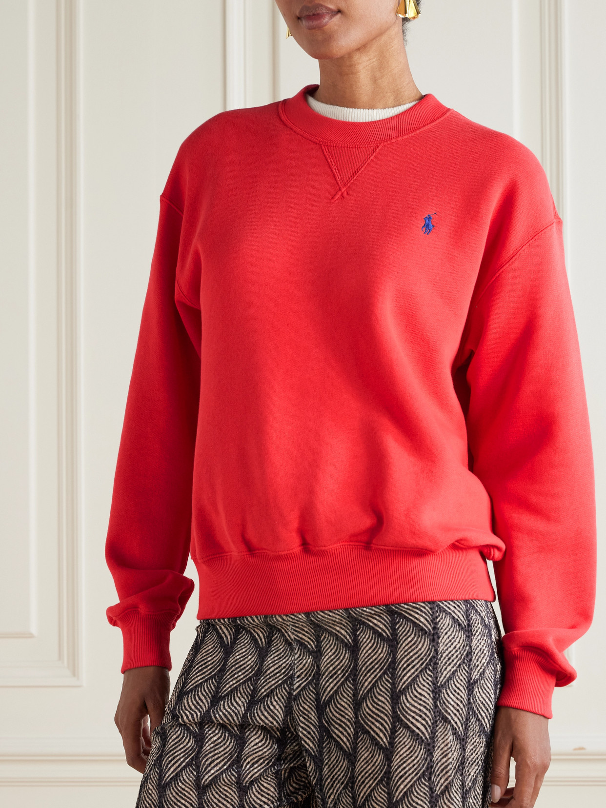 Polo Ralph Lauren Logo-embroidered Cotton-blend Jersey Sweatshirt In Red