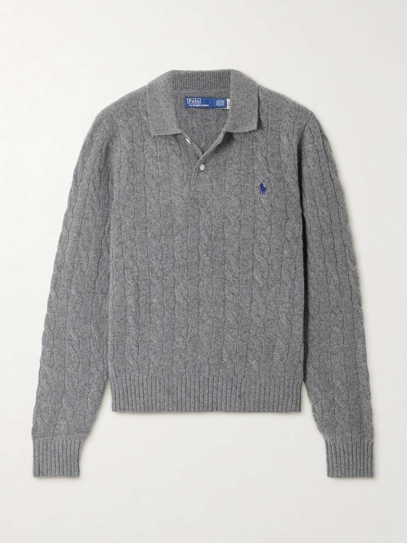 Polo Ralph Lauren Cable-knit Wool And Cashmere-blend Polo Sweater