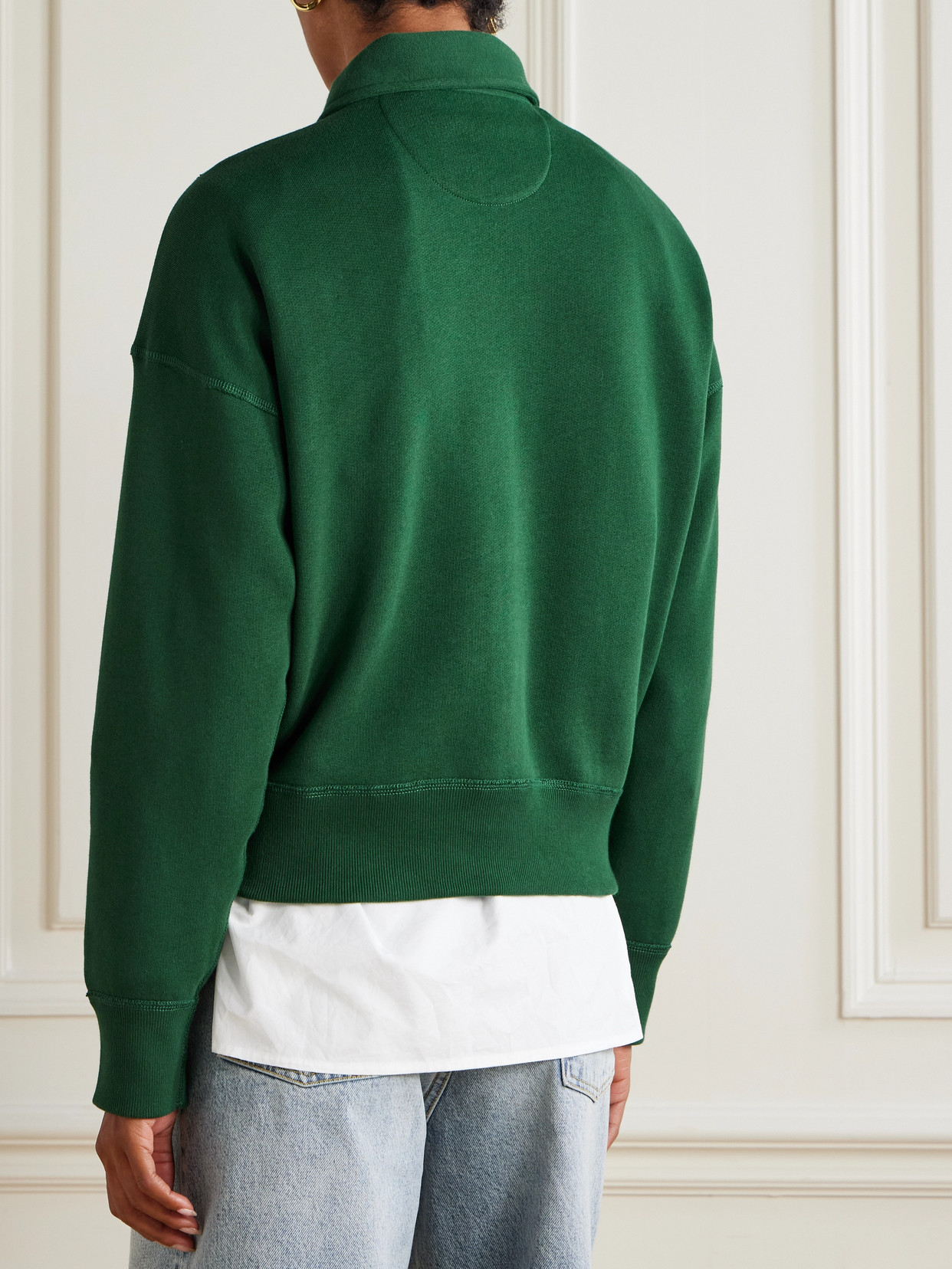 Polo Ralph Lauren Womens Northwest Pine Branded-print Half-zip Cotton-blend Sweatshirt In Green