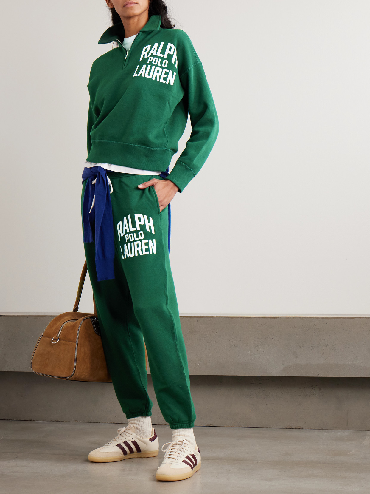 Polo Ralph Lauren Printed Tapered Cotton-blend Jersey Track Pants In Green