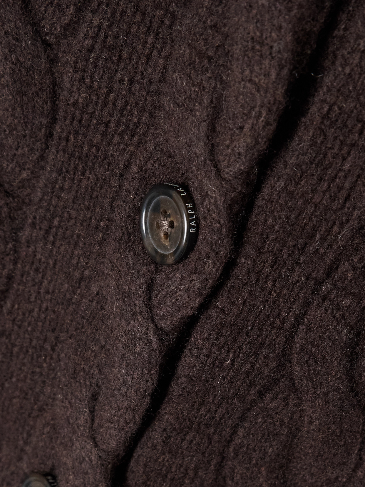 Polo Ralph Lauren Embroidered Cable-knit Wool And Cashmere-blend Cardigan In Brown