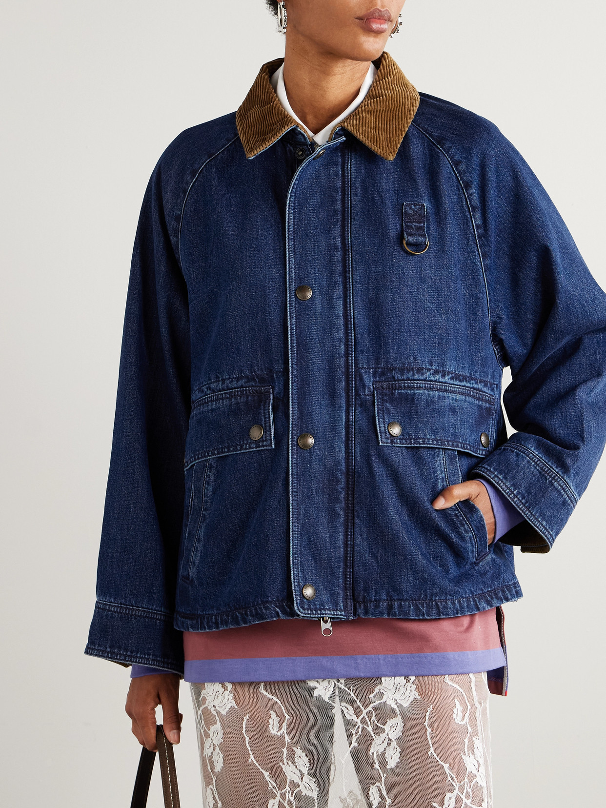 Polo Ralph Lauren Cotton Corduroy-trimmed Denim Jacket In Red