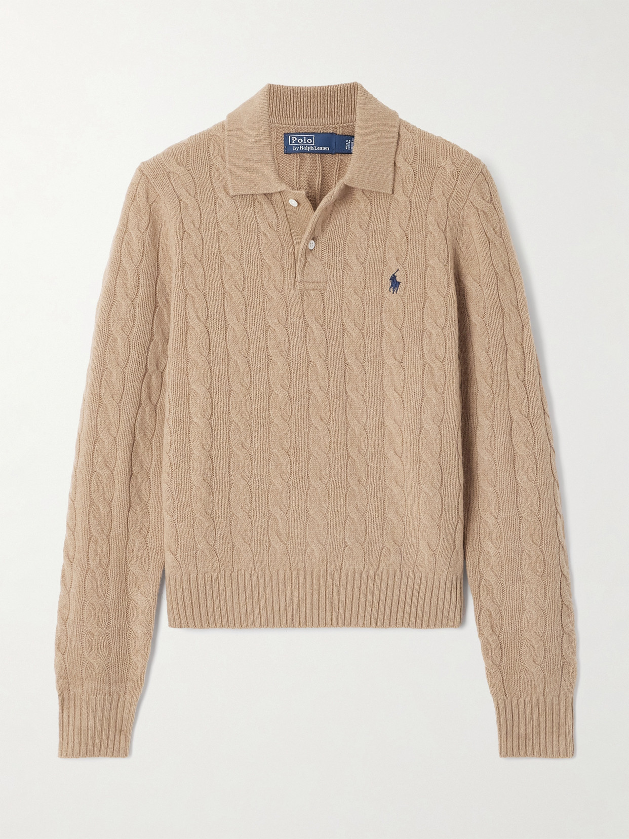 Polo Ralph Lauren Cable-knit Wool And Cashmere-blend Polo Sweater In Neutral