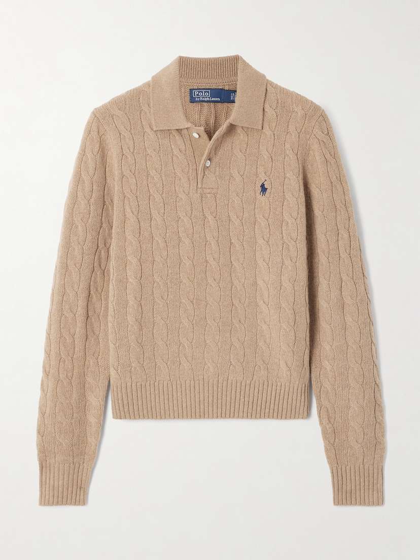 Polo Ralph Lauren Cable-knit Wool And Cashmere-blend Polo Sweater