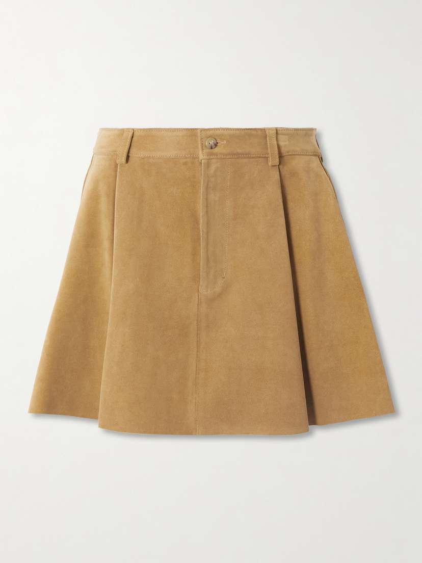 Polo Ralph Lauren Pleated Suede Mini Skirt