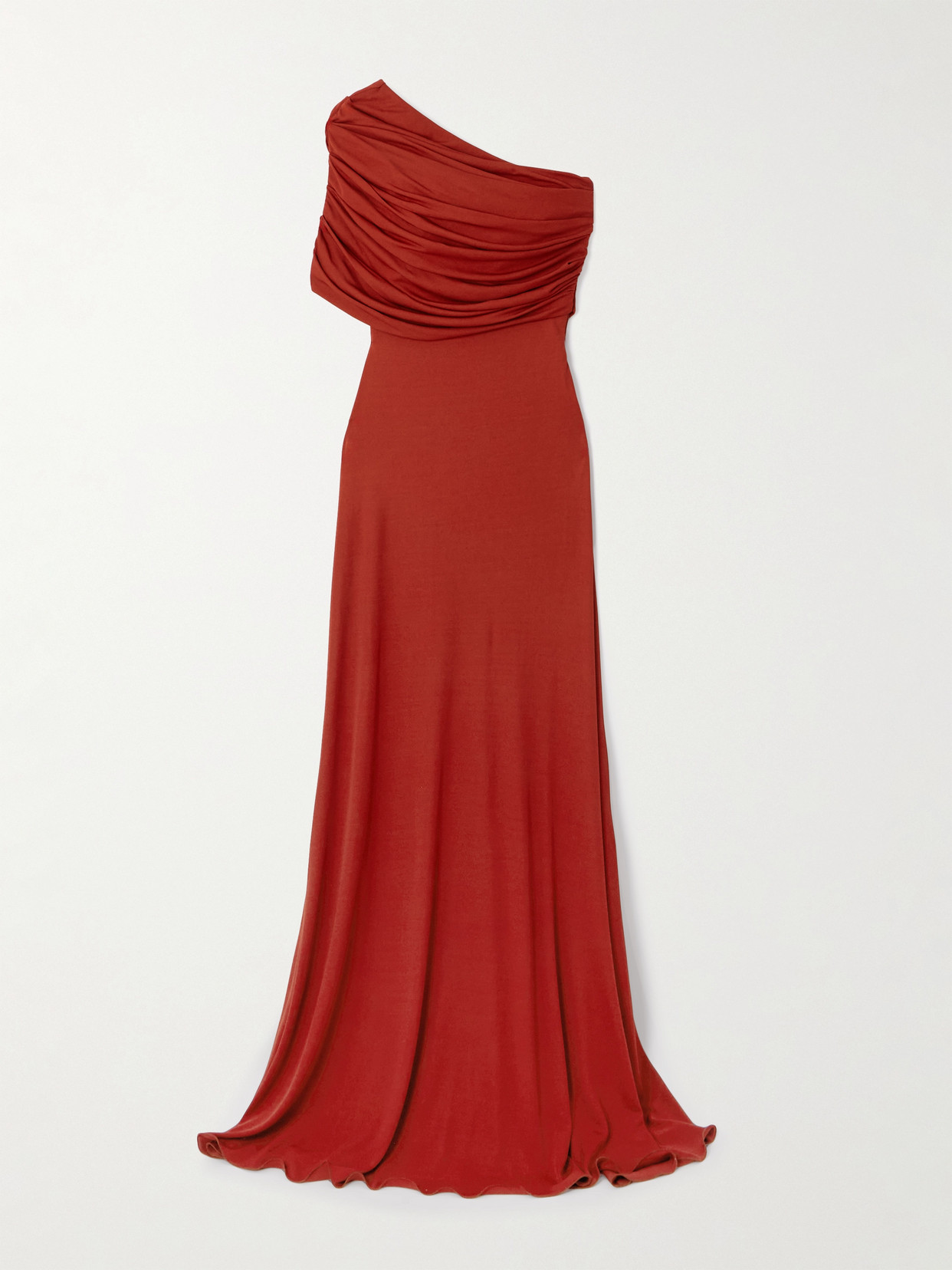 Giambattista Valli One-shoulder Draped Jersey Gown In Red