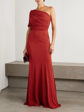 Giambattista Valli One-shoulder draped jersey gown