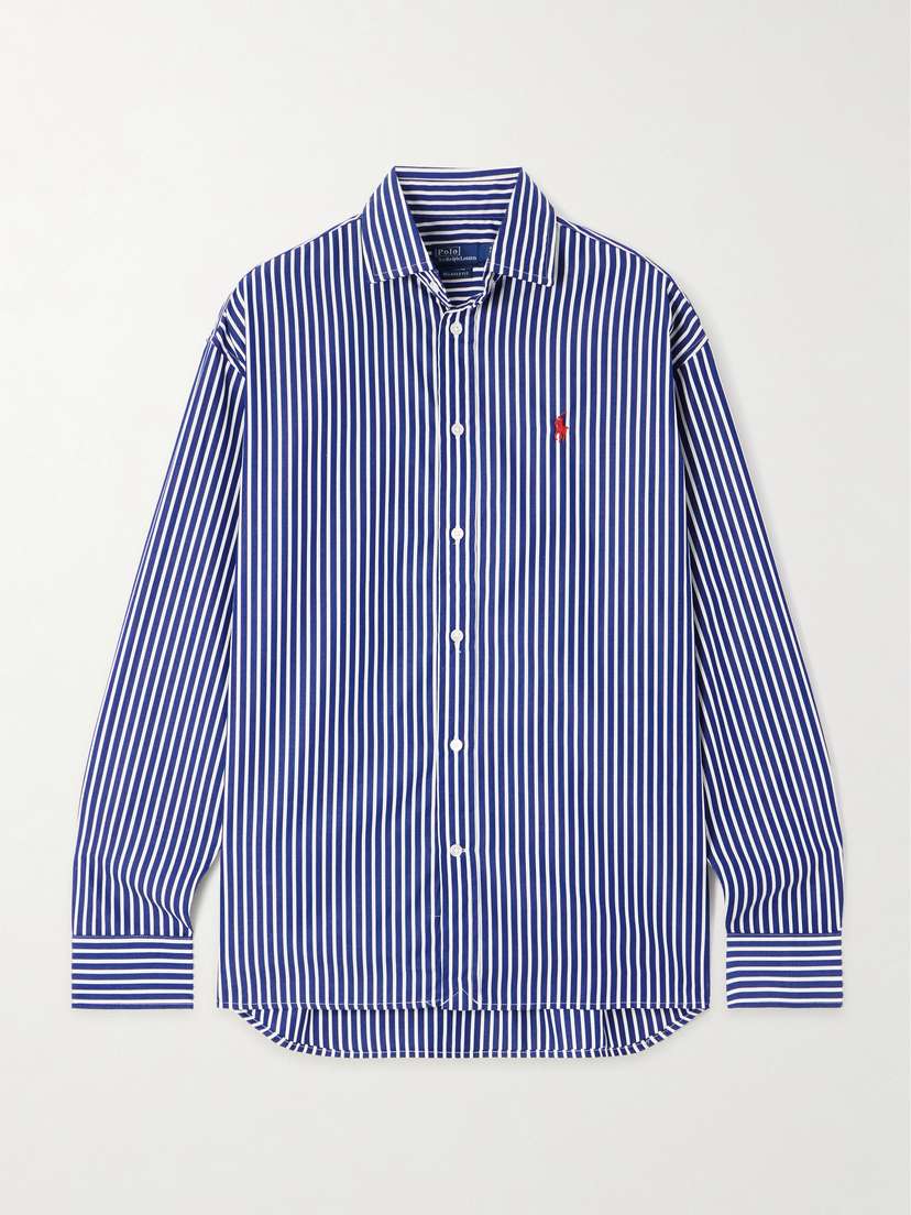 Polo Ralph Lauren Embroidered Striped Cotton-poplin Shirt