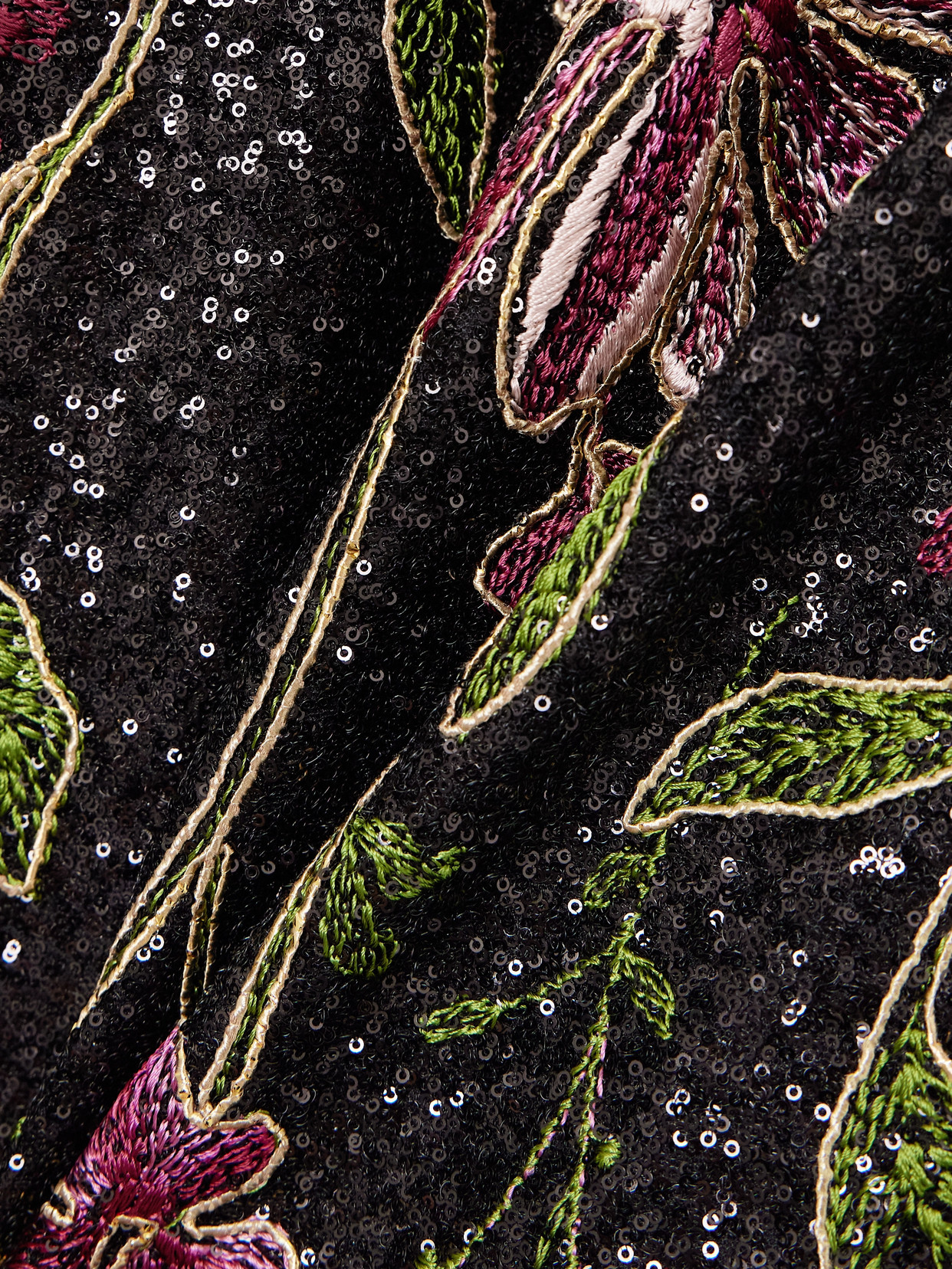 Giambattista Valli Satin-trimmed Embroidered Sequined Mesh Gown In Multi
