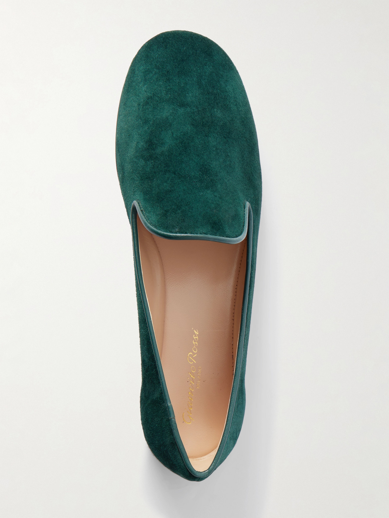Gianvito Rossi Leather-trimmed Suede Loafers In Green